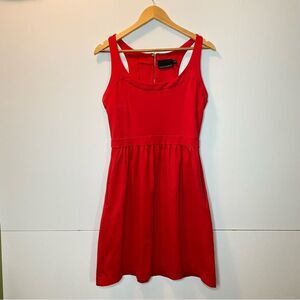 Anthropologie Cynthia Rowley Red Zip Back Fitted Nylon Stretch Aline Dress M